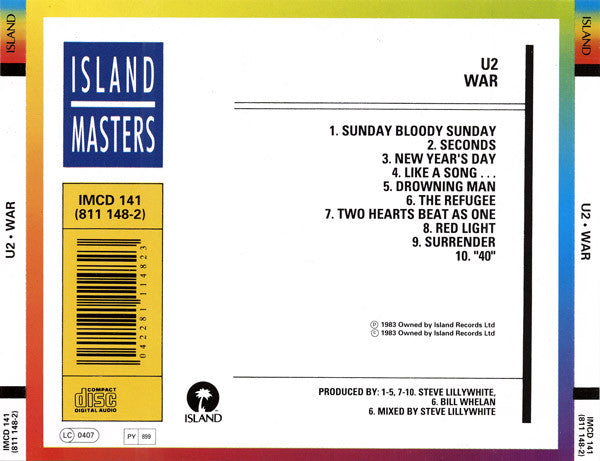 U2 - War [PMDC France] (Island Masters CD) NM