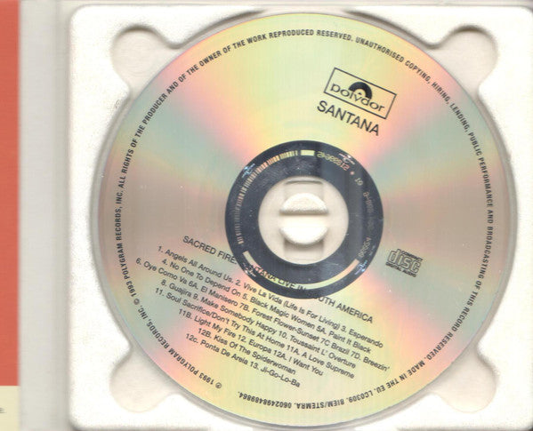 Santana - Sacred Fire ~ Live in South America (1993 CD) VG+