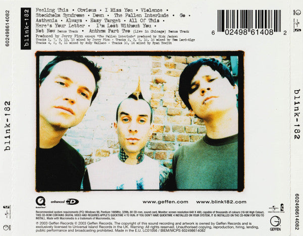 Blink-182 - Blink-182 (2003 UK Special Edition CD) Mint