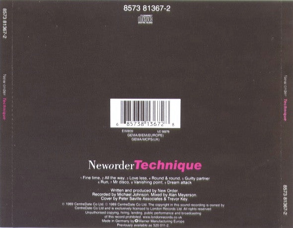 New Order - Technique (2000 CD) NM