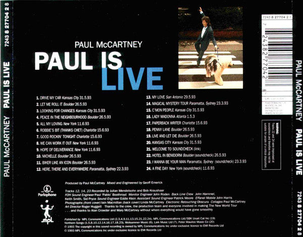 Paul McCartney - Paul is Live (1993 CD) NM