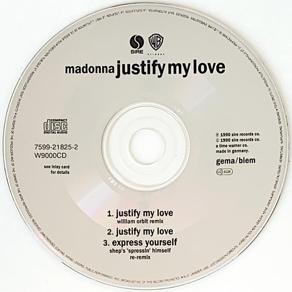 Madonna - Justify My Love (1990 CD Single) NM