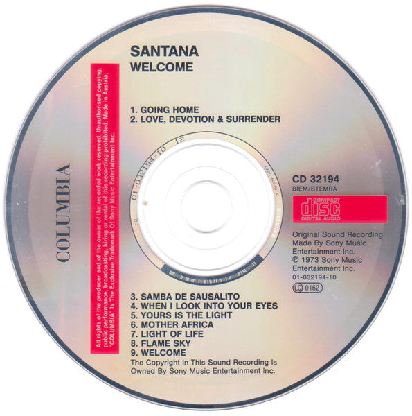 Santana - Welcome (1993 CD) VG+