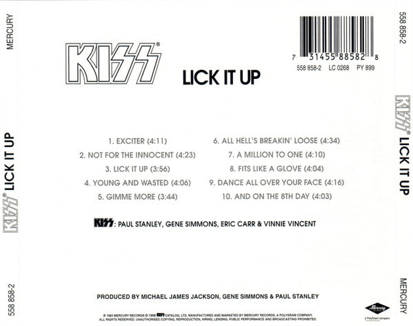 Kiss - Lick it Up (1998 Remasters CD) NM