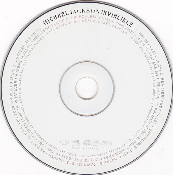 Michael Jackson - Invincible (2001 CD) NM