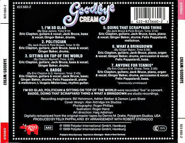 Cream - Goodbye Cream (1986 CD) NM