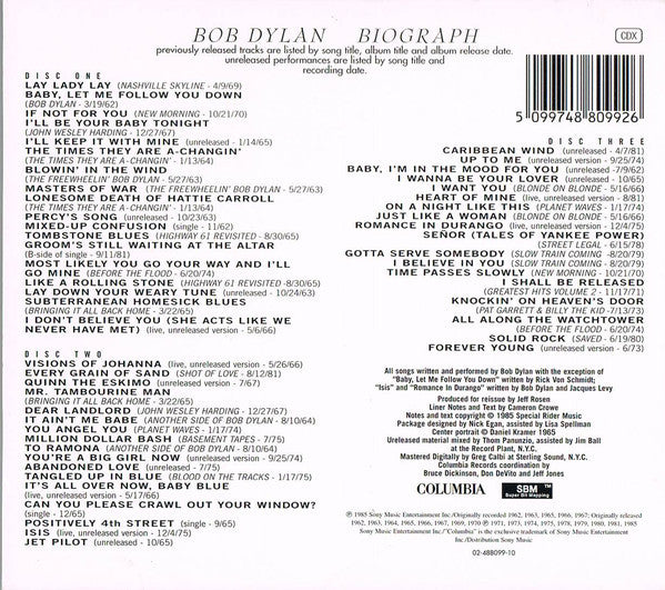 Bob Dylan - Biograph (1997 Triple SBM CD Box Set) NM
