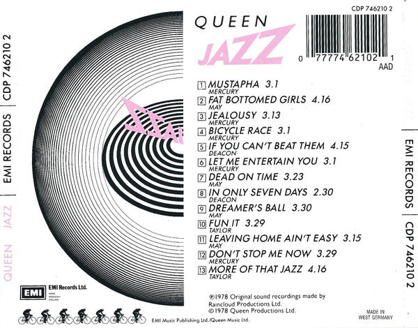 Queen - Jazz (Original Rare 1986 UK/W.GERMANY CD) NM