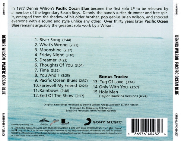Dennis Wilson - Pacific Ocean Blue (2010 CD) VG+
