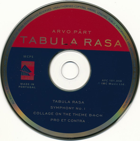 Arvo Part - Tabula Rasa (1999 SBM Gold CD) VG+