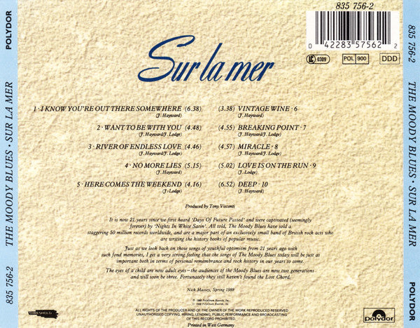 Moody Blues - Sur La mer (1988 CD) NM