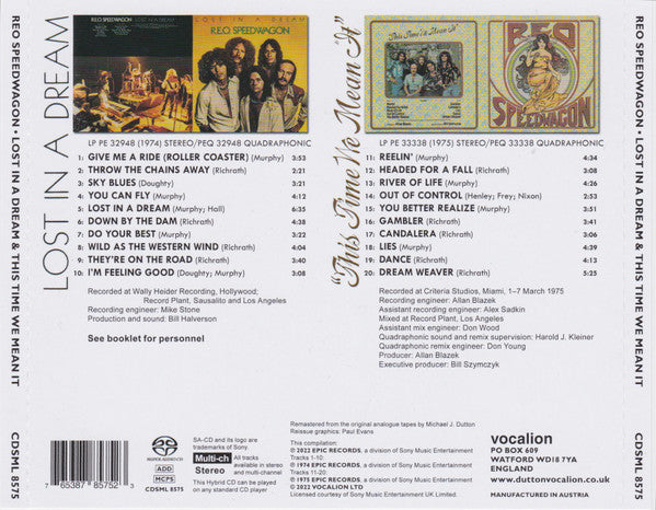 REO Speedwagon - Lost in a Dream / This Time We Mean It (2022 US SACD) Sealed