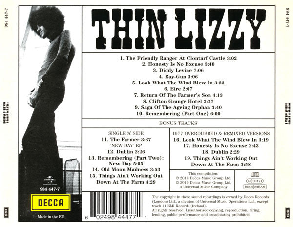 Thin Lizzy - Thin Lizzy (2010 CD Remaster with Bonus tracks) NM