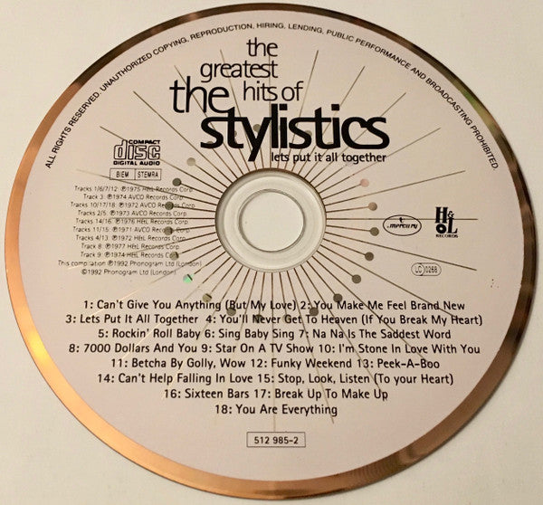 Stylistics - Greatest Hits Of (1992 CD) NM