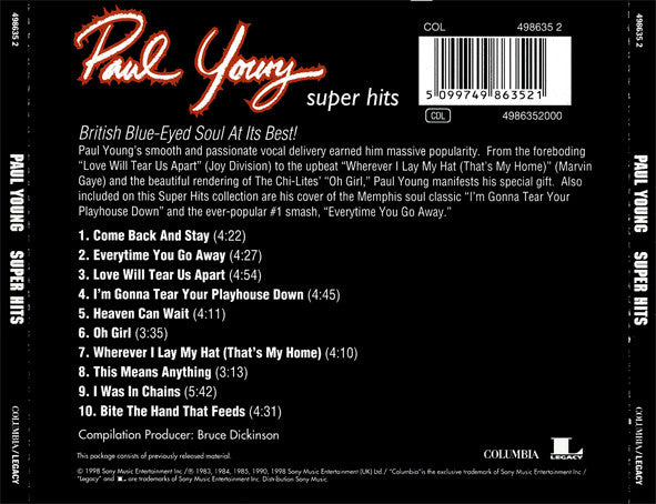 Paul Young - Super Hits (1998 CD) VG+
