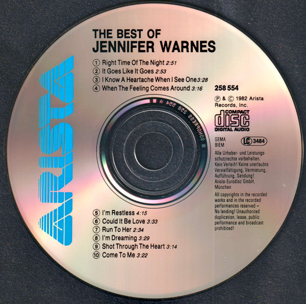 Jennifer Warnes - The Best of (1987 CD) NM