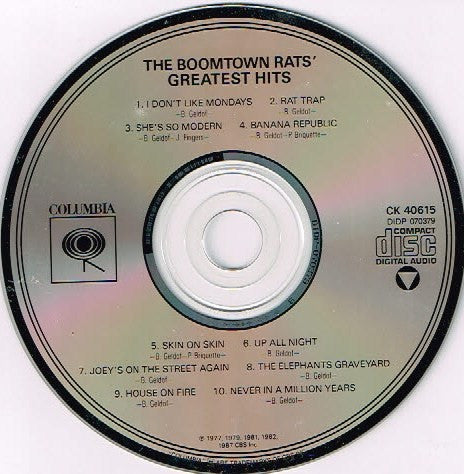 Boomtown Rats - Greatest Hits (US 1987 CD) VG+