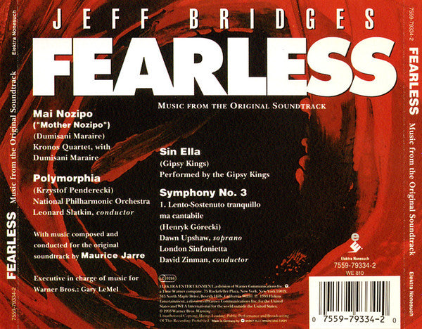 Maurice Jarre / Various - Fearless Soundtrack (1993 O.S.T CD) Mint