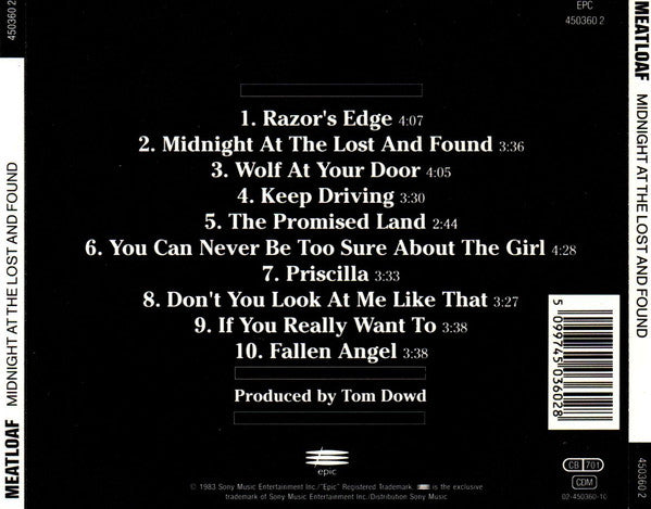 Meat Loaf - Midnight at the Lost and Found (1992 CD) Mint