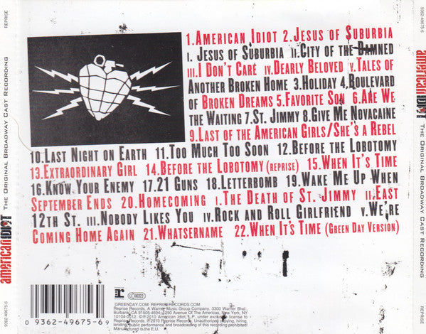 Green Day - American Idiot (Broadway Cast Soundtrack DCD) VG+