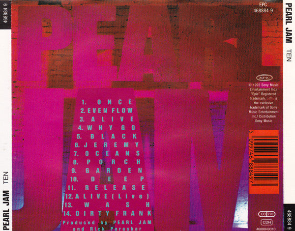 Pearl Jam - Ten (1992 CD) VG+