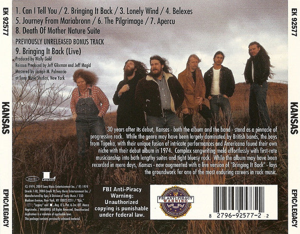 Kansas - Kansas (2004 30th Anniversary Edition CD) NM