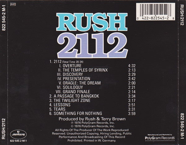 Rush - 2112 (1988 Germany CD) VG+