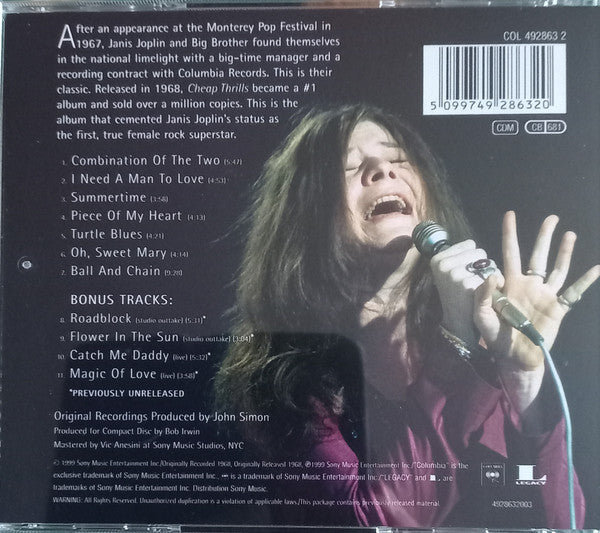 Janis Joplin [Big Brother...] - Cheap Thrills (1999 Remaster CD + bonus) NM