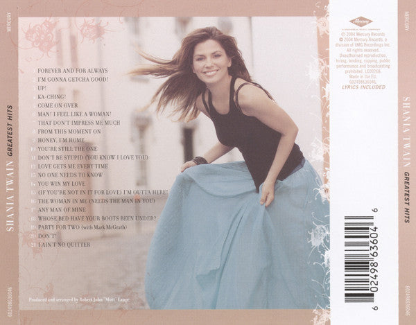 Shania Twain - Greatest Hits (2004 CD) Mint