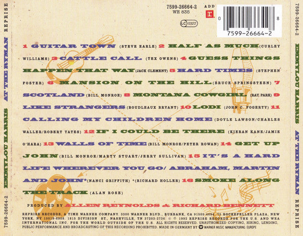 Emmylou Harris & the Nash Ramblers - at the Ryman (1992 CD) NM