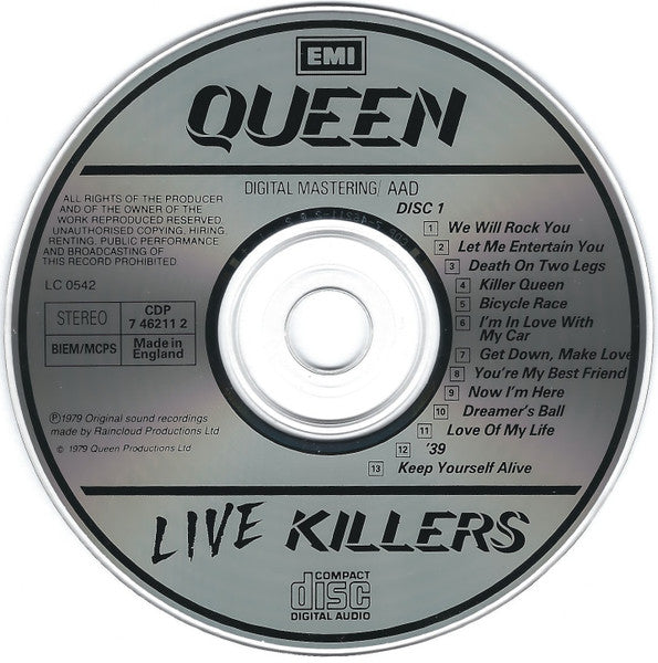 Queen - Live Killers (UK 1986 1st Issue Double CD) NM