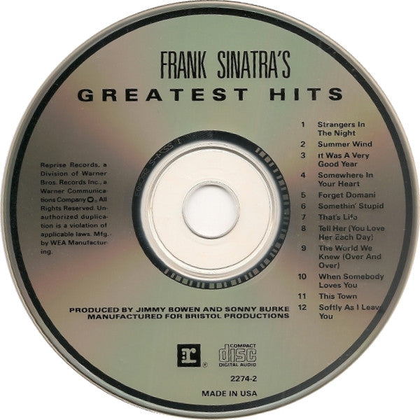 Frank Sinatra - Greatest Hits (1987 US Reprise CD) NM