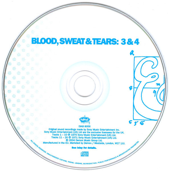 Blood, Sweat & Tears - 3 & 4 (2004 Edsel 2 on 1 CD) MINT