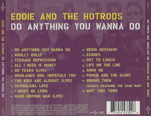 Eddie and the Hotrods - Do Anything You Wanna Do (2000 CD) NM