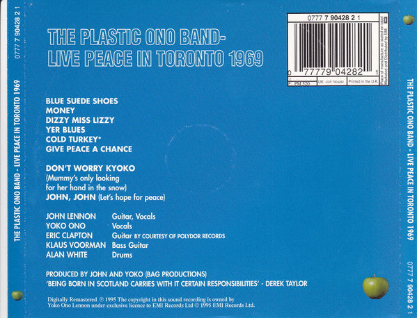 Plastic Ono Band - Live Peace in Toronto 1969 (1995 UK CD) NM