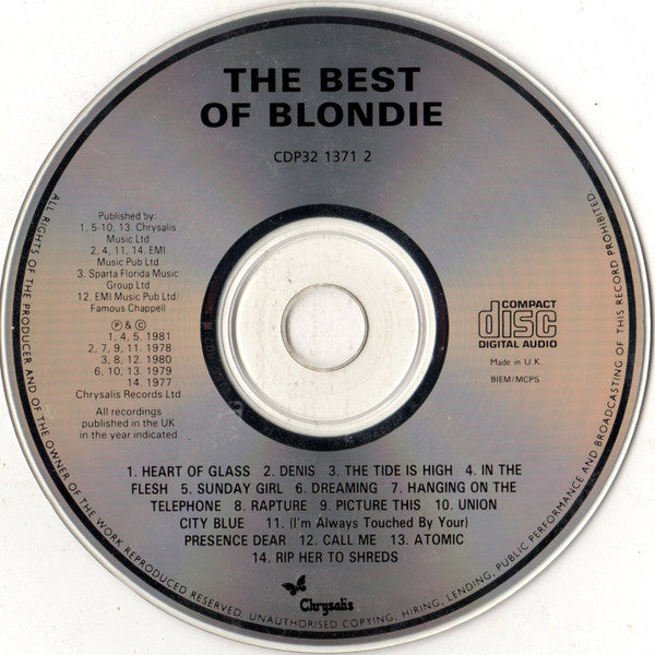 Blondie - The Best of Blondie (UK 1985 CD) NM