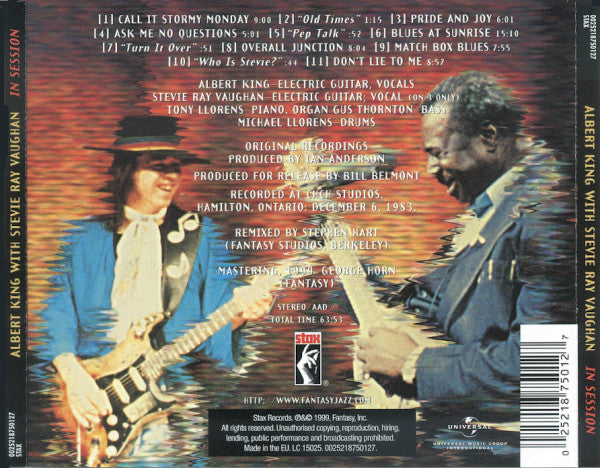 Albert King with Stevie Ray Vaughan - In Session (1999 CD) VG+