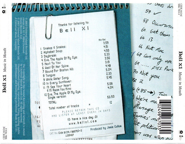 Bell X1 - Music in Mouth (2003 CD) NM