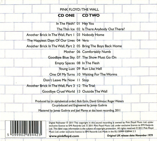 Pink Floyd - The Wall (2011 Remaster DCD) NM