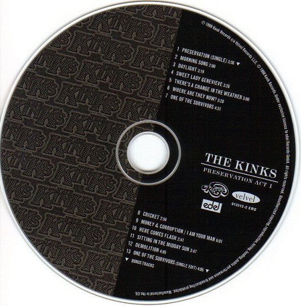 Kinks - Preservation Act 1 (1998 Konk CD) NM