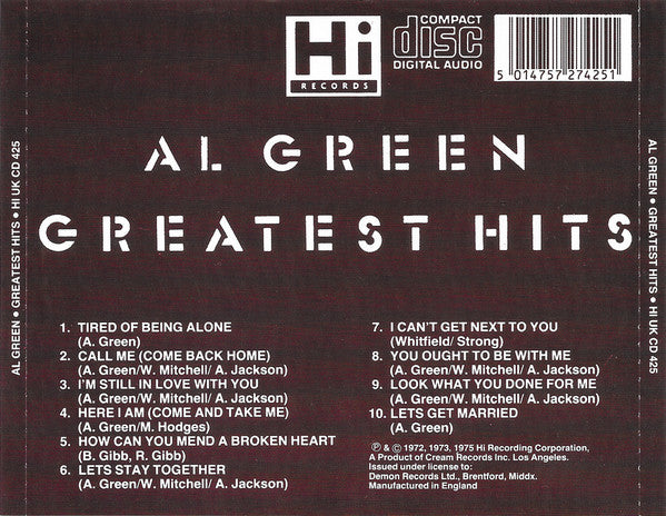 Al Green - Greatest Hits (1998 CD) VG+
