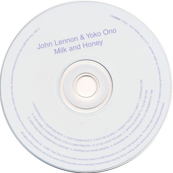 John Lennon & Yoko Ono - Milk and Honey (2001 CD) Mint