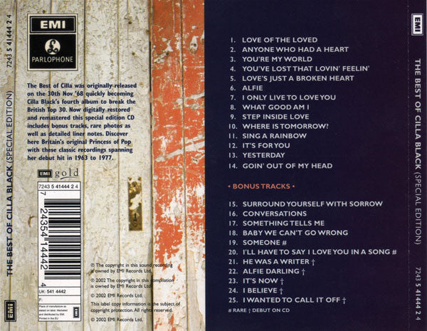 Cilla Black - The Best of (2002 Special Edition CD) VG+