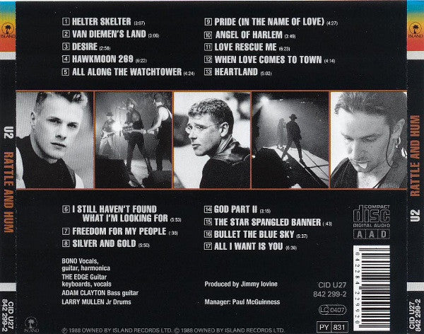 U2 - Rattle and Hum (1990 UK CD) NM