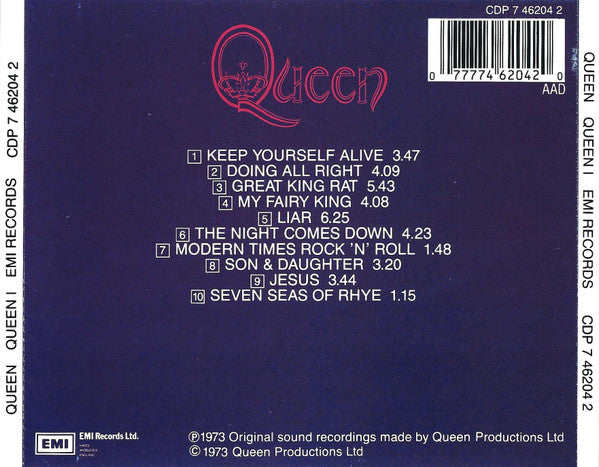 Queen - Queen (Rare 1986 EU/UK CD) Mint