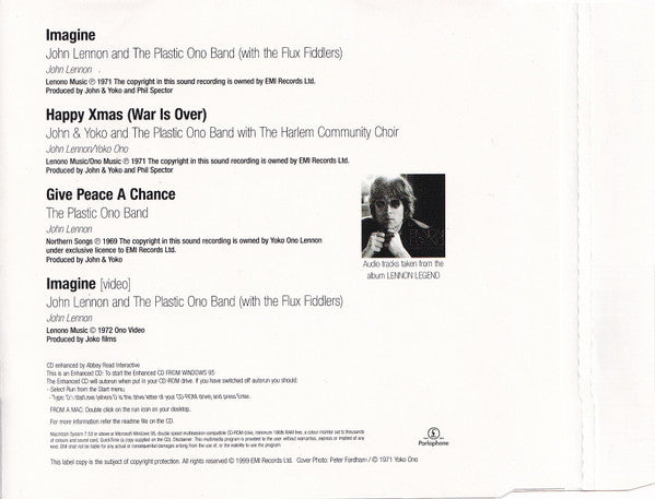 John Lennon - Imagine (1999 Enhanced CD Single) Mint