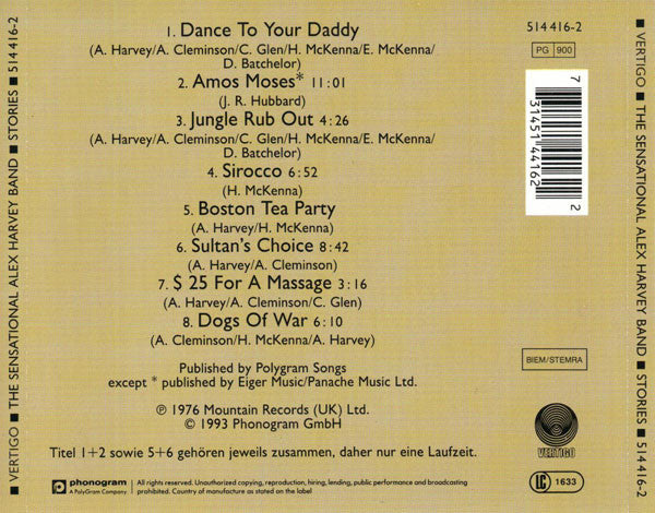 Sensational Alex Harvey Band - SAHB Stories (1993 Rare German CD) Mint