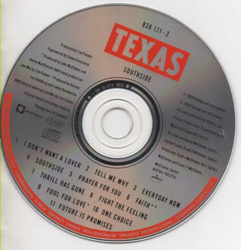 Texas - Southside (1989 CD) VG+