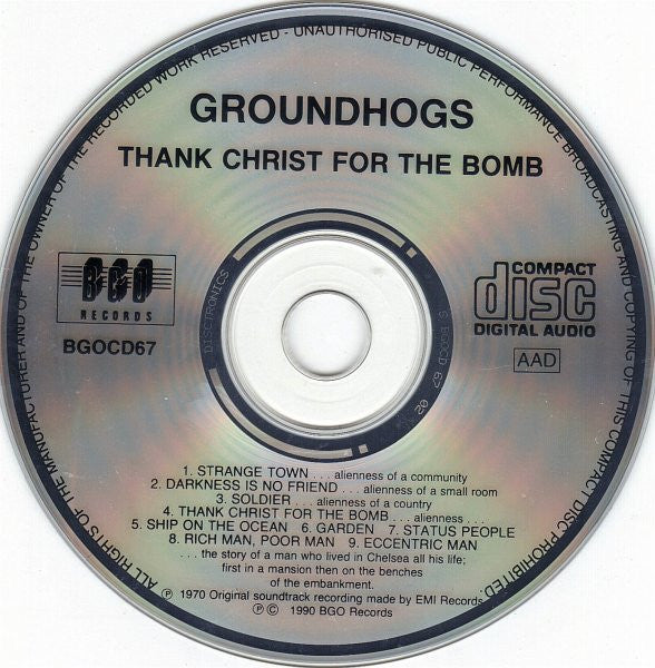 Groundhogs - Thank Christ for the Bomb (1990 CD) VG+