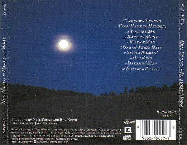 Neil Young - Harvest Moon (1992 CD) Mint